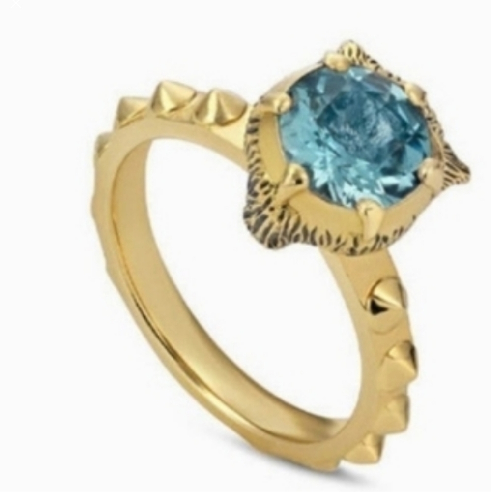 Authentic Gucci 18kt Des Merveille Aquamarine Diamond Ring